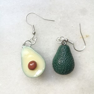 Best friend avocado earrings, bff adorable green jewelry fruit bead, vegan friendship bff avocado charms, dangle earrings | sterling silver