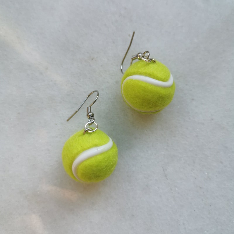 Tennis ball earrings, tennis gift jewelry for women, tennis accessories racket charm, tennis outfit ideas, tennis mom player coach gfit