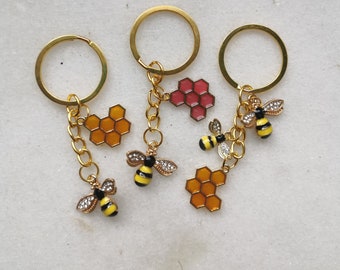 Bienen-Schlüsselanhänger, Geschenkidee mit Bienenmotiv, Hummel-Schlüsselanhänger, Honigbienen-Anhänger, Bienenschmuck, goldene Wabe, Bienen-Handtaschenanhänger, „Rettet die Bienen“-Anhänger