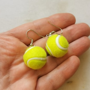 Tennis ball earrings, tennis gift jewelry for women, tennis accessories racket charm, tennis outfit ideas, tennis mom player coach gfit