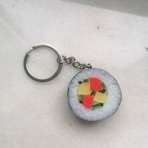 Maki futomaki sushi keychain, hosomaki sushi rool keyring, japanese food accessories, fat rolled sushi set, rice vegetables asian jewelry