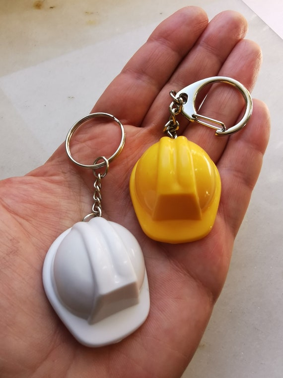 Tiny Hard Hat Keychain, Mini Construction Hard Hat, Miniatrue