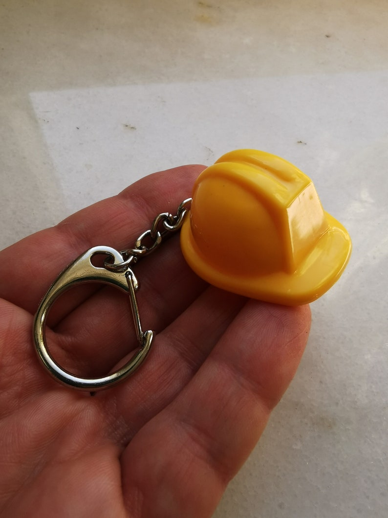 Tiny hard hat keychain, mini construction hard hat, miniatrue helmet keychain, safety work keyring, foreman builder manger gift charm image 5