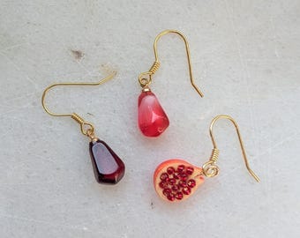 Pomegranate persephone earrings, greek mythology charm, medditeranian jewelry, aphrodite costume, granatapfel ohrringe, persephone schmuck