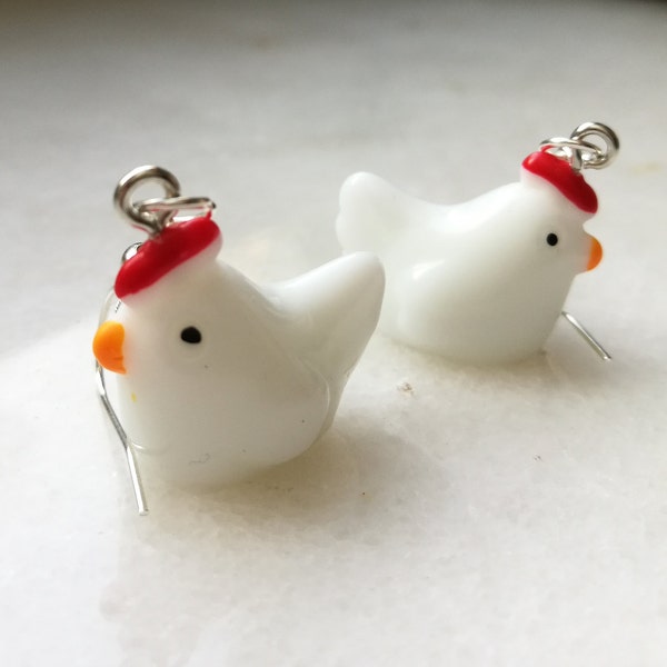 Chicken hen earrings, cute kawaii animal harajuku earrings, stylish and unique egg gift, cottagecore aesthetic farm style | Sterling Silver