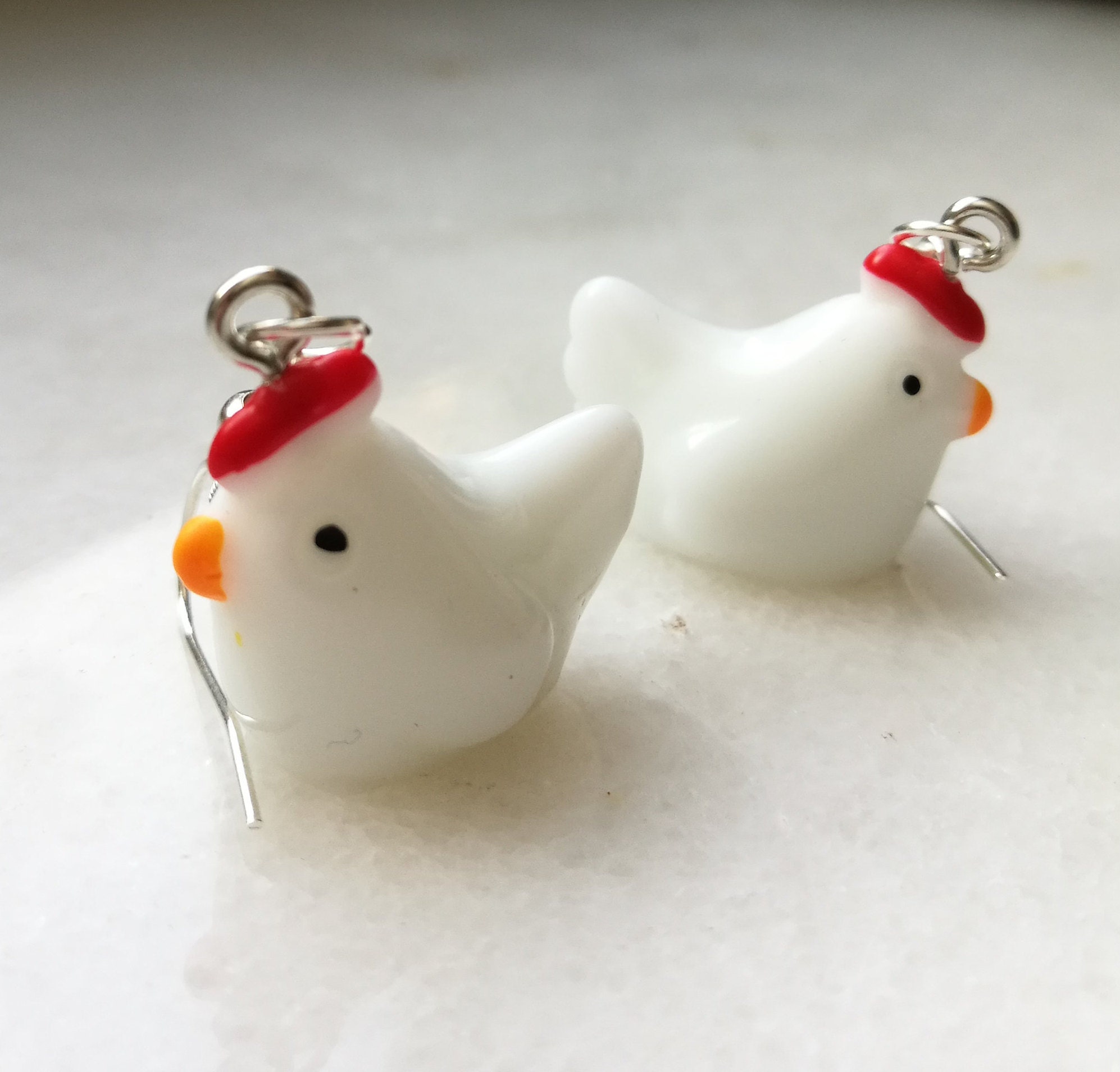 Miniblings Orecchini A Forma Di Pollo – Miniature Colorate Fatte A Mano, Con Ganci In Argento, Made In Berlin