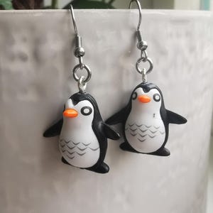 Penguin earrings, arctic bird gift souvenir, small cute sea bird charm, tiny penguin jewelry, Antarctica nature Nort Pole emperor penguin