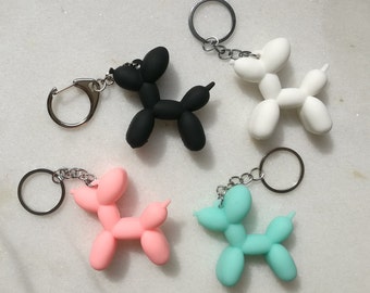 Balloon dog keychain, cute rubber kawaii keychain, car keyring soft lucky dog pendant, new Korean women fashion, fun animal lanyard charm