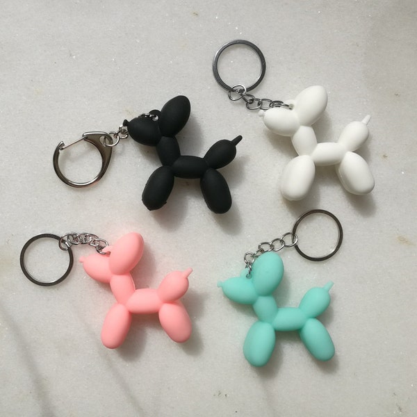 Balloon dog keychain, cute rubber kawaii keychain, car keyring soft lucky dog pendant, new Korean women fashion, fun animal lanyard charm