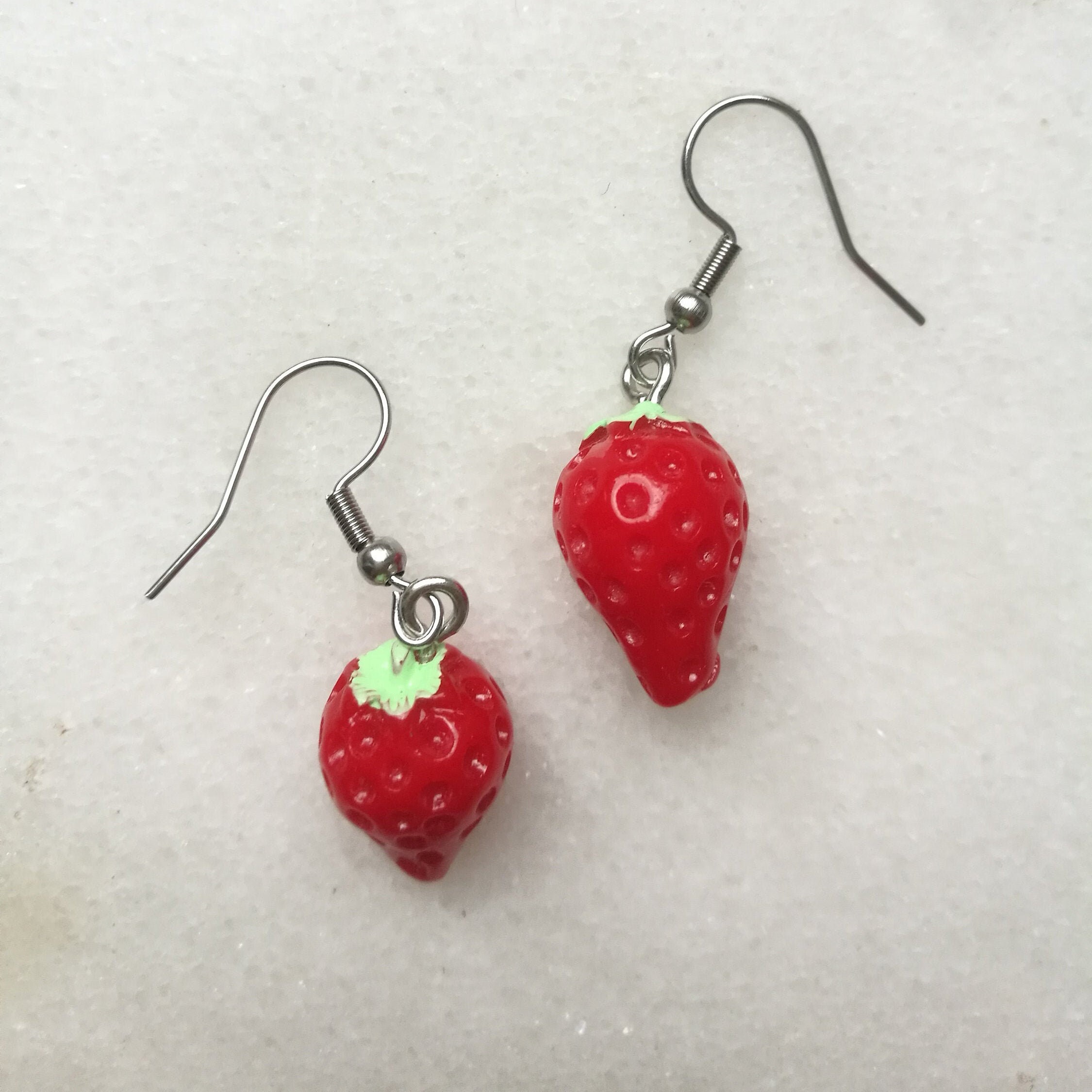 Wild strawberry fruit earrings kawaii berry charm red summer | Etsy
