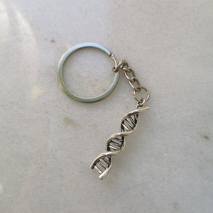 DNA helix science keychain, Biology Chemistry Genetics teacher student graduation gift, lab tech geek nerd keyring, DNA model jewelry