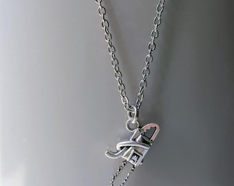 Mini Chainsaw Necklace, Horror Inspired Pendant, Tiny Silver Chainsaw Charm, Slasher Jewelry, Halloween Gift, Texas cosplay costume