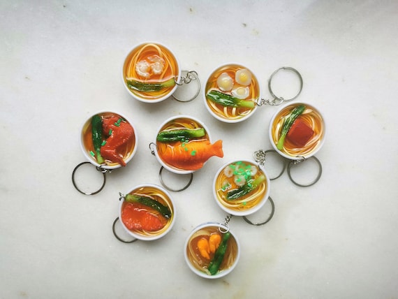 Ramen bowl keychain, pho soup japanese keyring, anime kawaii noodle, japan set and asia lover unique gift, korean chinese kpop food charm