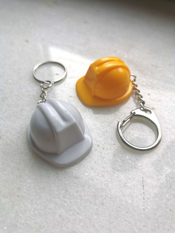 Tiny Hard Hat Keychain, Mini Construction Hard Hat, Miniatrue