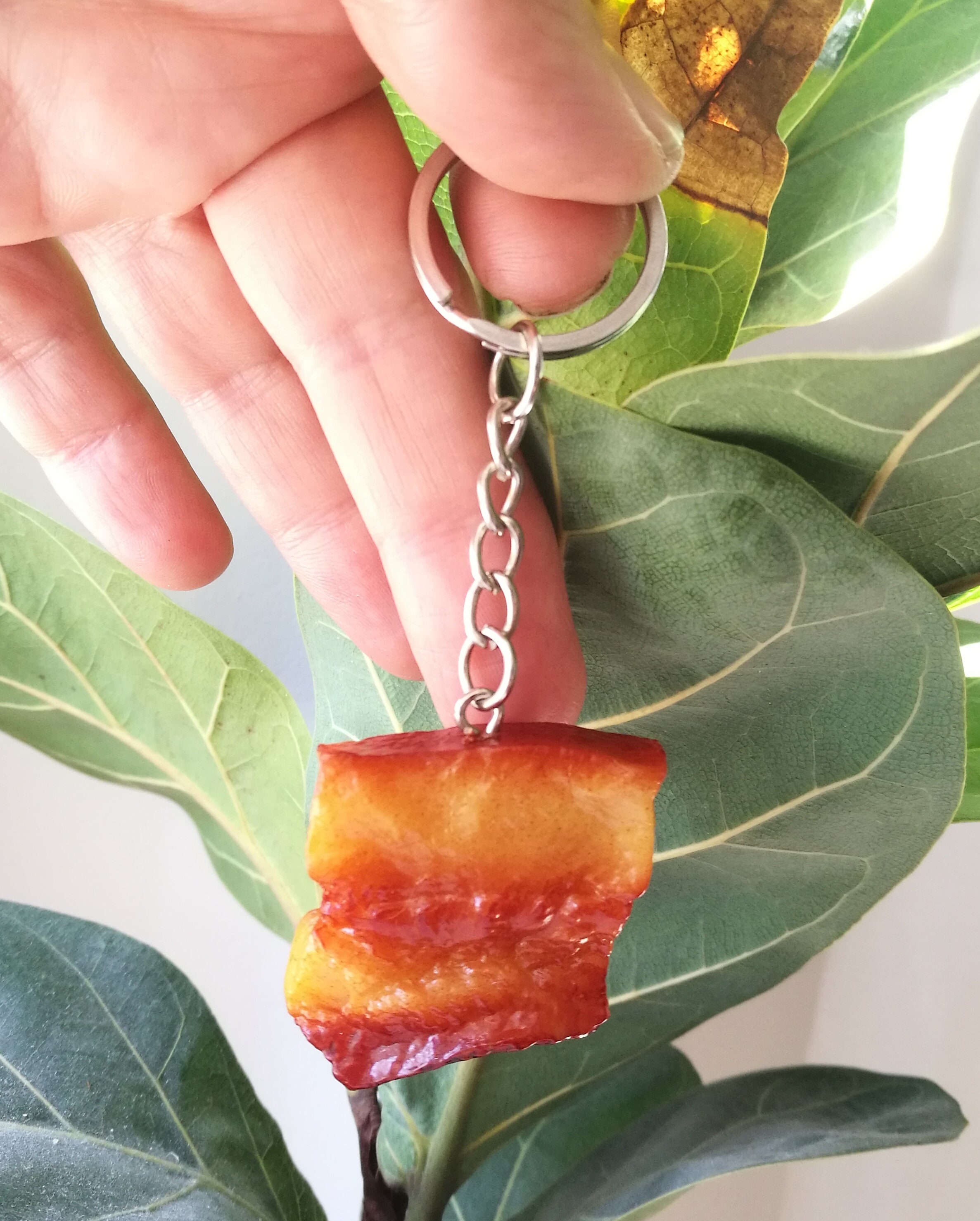 ♡ハワイアンハムステーキ♡　ぶた　チャーム　キーホルダー　フェイクフード ♡ハワイアンハムステーキ♡ぶたチャームキーホルダーフェイクフード