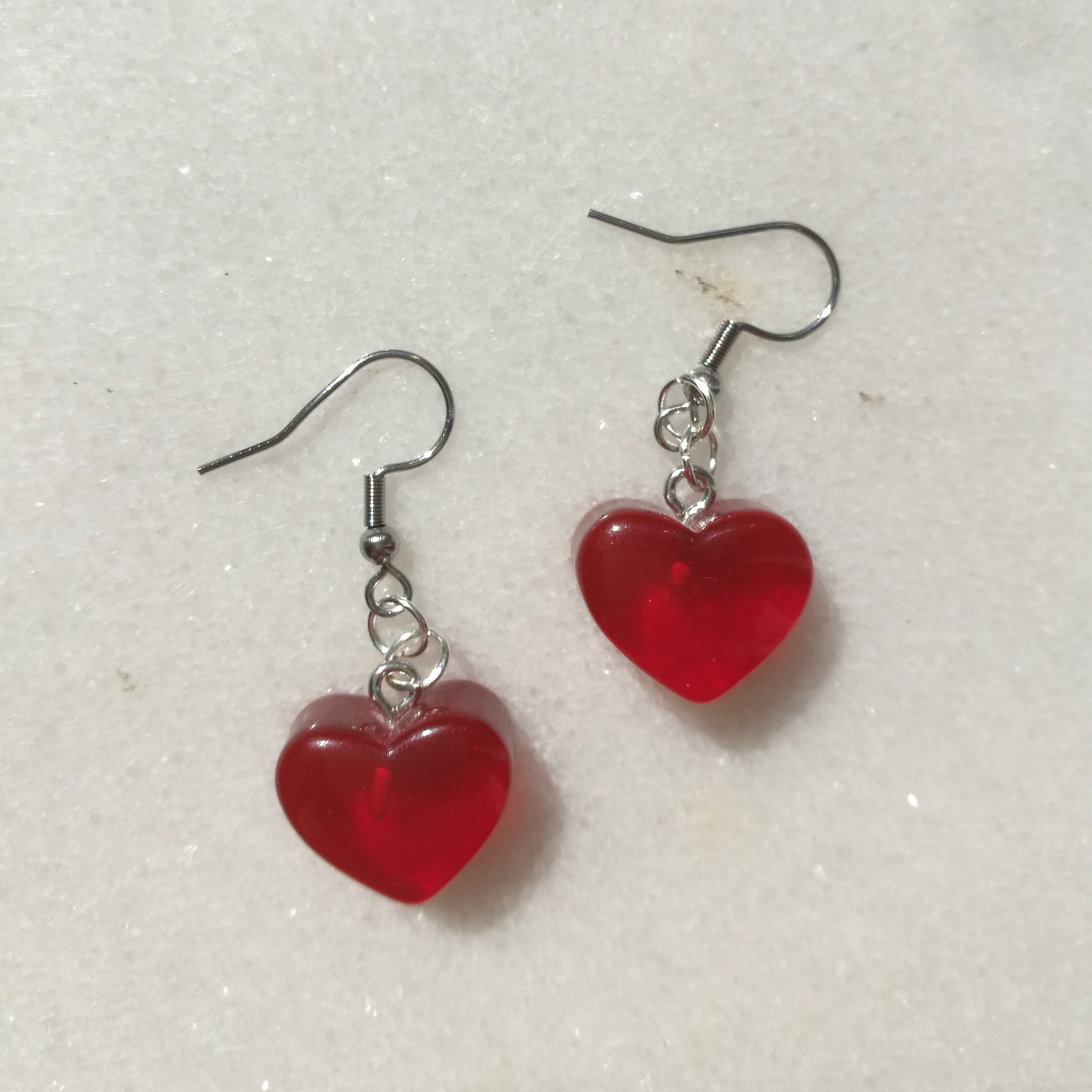 Resin Heart Earrings, Lollipop Jelly Love Heart, Cute
