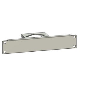May include: A light grey metal bracket featuring a rectangular base and a diamond-shaped cutout above. The bracket has four circular holes, two at each end. The design is simple and modern.
