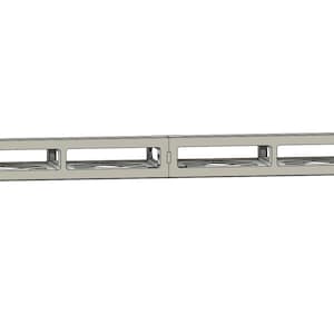 May include: A silver-colored, rectangular rack mount with four rectangular openings. The rack mount is divided into two sections, each with two openings. The design includes small circular holes on the ends.