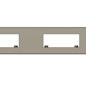 May include: A metal plate with two rectangular cutouts, each with a small black dot in the center.