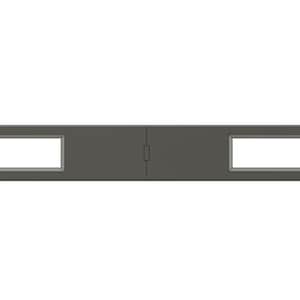 以下が含まれることがあります： 2つの長方形の開口部を持つ黒い金属製のラック。ラックは、標準の19インチ機器ラックに取り付けるように設計されています。