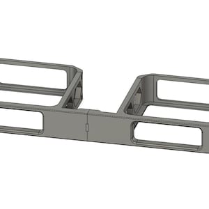 Peut inclure: Un rack métallique avec deux compartiments rectangulaires ouverts. Le rack est conçu pour contenir des articles tels que des appareils électroniques ou d'autres équipements.