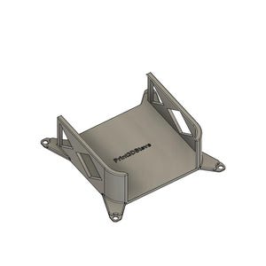 May include: A light gray 3D-printed object with a rectangular base and two upright supports. The supports have a geometric design. The text "Print3DStave" is printed on the base. The object has four mounting holes.
