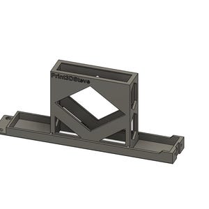 May include: A 3D printed grey plastic stand with a rectangular base and a vertical section with a diamond-shaped cutout. The vertical section has the text "Print3Dstore" printed on it.