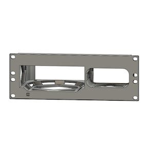 Peut inclure: Un composant métallique gris de forme rectangulaire avec plusieurs ouvertures. Le composant présente de petits trous sur les bords et une structure interne complexe. La conception semble être destinée à un appareil électronique ou similaire.