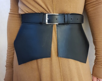 Ceinture Basque en Cuir, Ceinture Péplum en Cuir, Ceinture Cuir Femme, Corset Noir, Harnais Basque, Ceinture Mode, Ceinture Large, Cuir Femme Basque