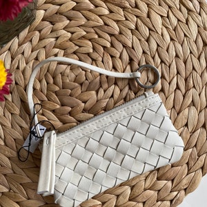 Key Holder White Saffiano Key Case Pouch Embossed 
