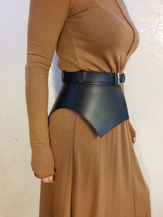 Basque leather belt,Leather peplum skirt,Leather basque,Peplum