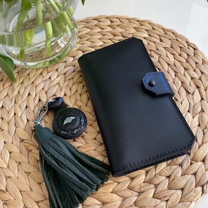 Cartera de cuero hecha a mano, Cartera de cuero unisex, Cartera de cuero, Monedero de cuero, Monedero de cuero con cremallera, Cartera de cuero negra, Cartera negra