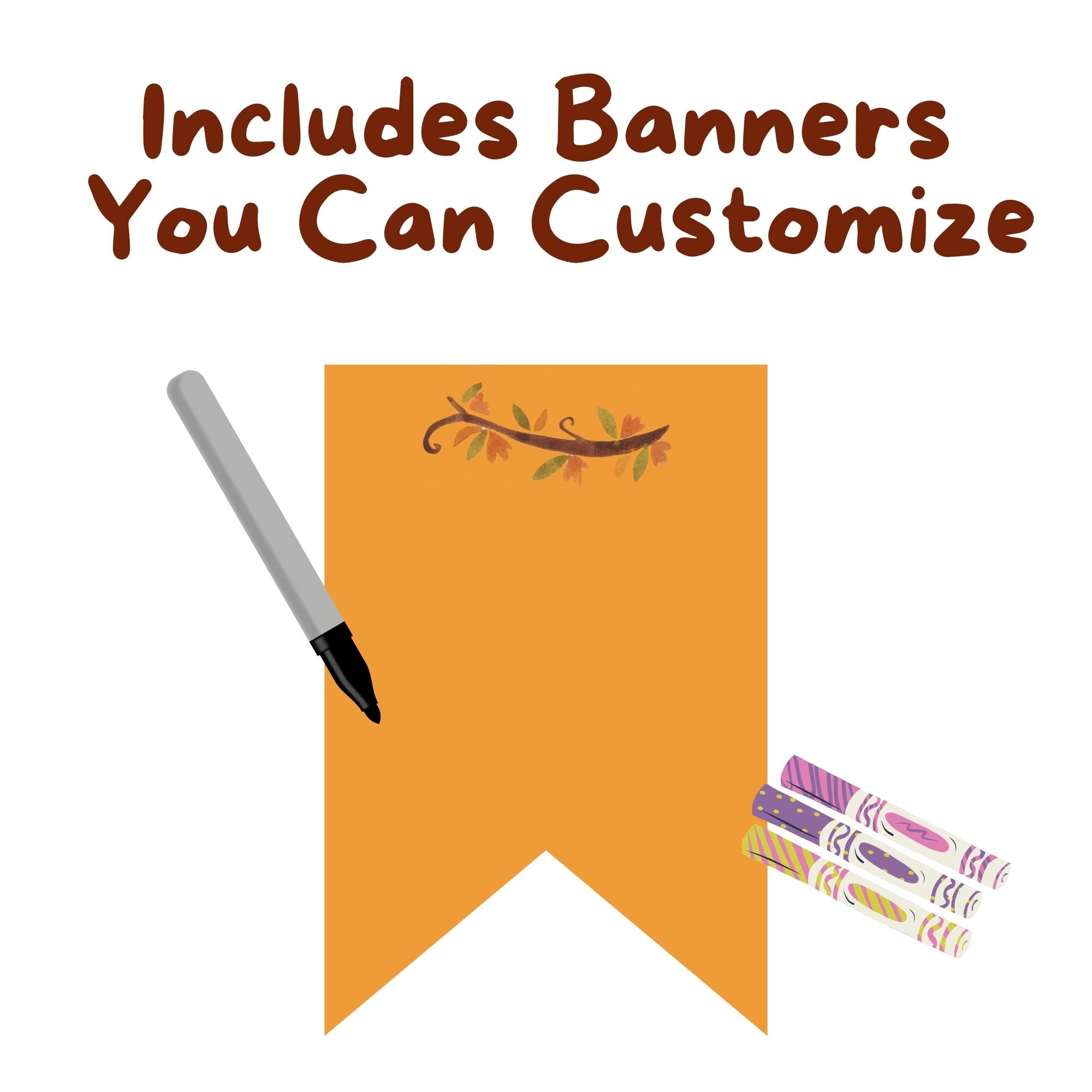 Printable Happy Thanksgiving Banner, 4x6 Inches, Instant Download - Etsy