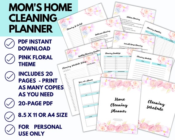 Mom's Home Cleaning Planner Printable Home Cleaning - Etsy