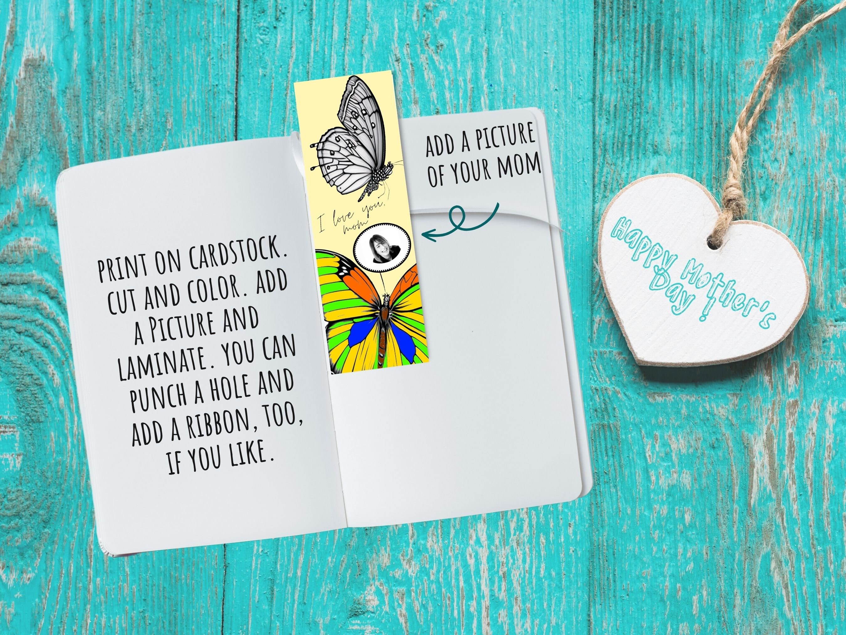 5 Printable Coloring Bookmarks for Mom With Spot for Mom's - Etsy