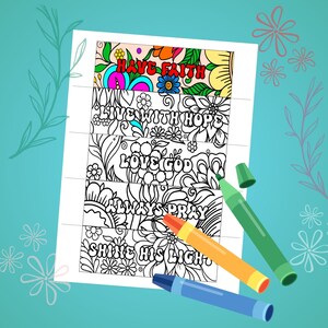 5 Printable Christian Bookmarks to Color Yourself, 2&quot;x6&quot; size, Instant Digital Download