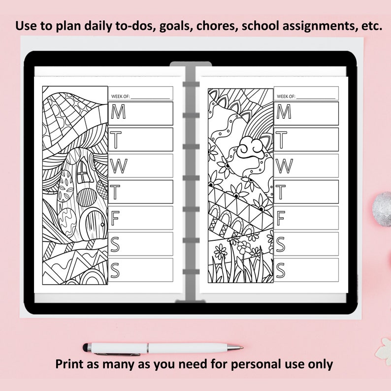Printable Coloring Weekly Planner, Floral Garden Theme, Weekly To-do ...