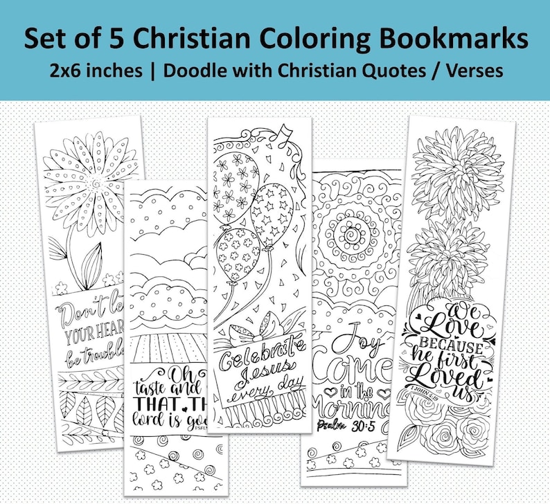 5 Printable Christian Coloring Bookmarks, Doodle With Bible Verse ...