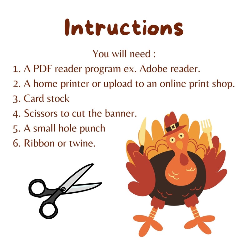 Printable Happy Thanksgiving Banner, 4x6 Inches, Instant Download - Etsy