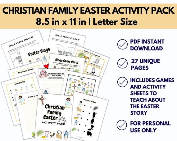 Christian Family Easter Activity Sheets PDF Printable | Etsy