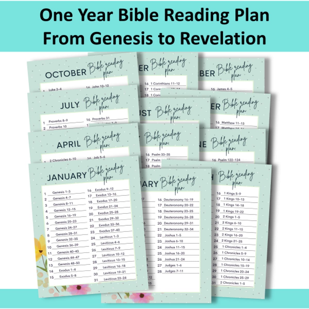 Printable bible study journal with one year daily bible reading plan