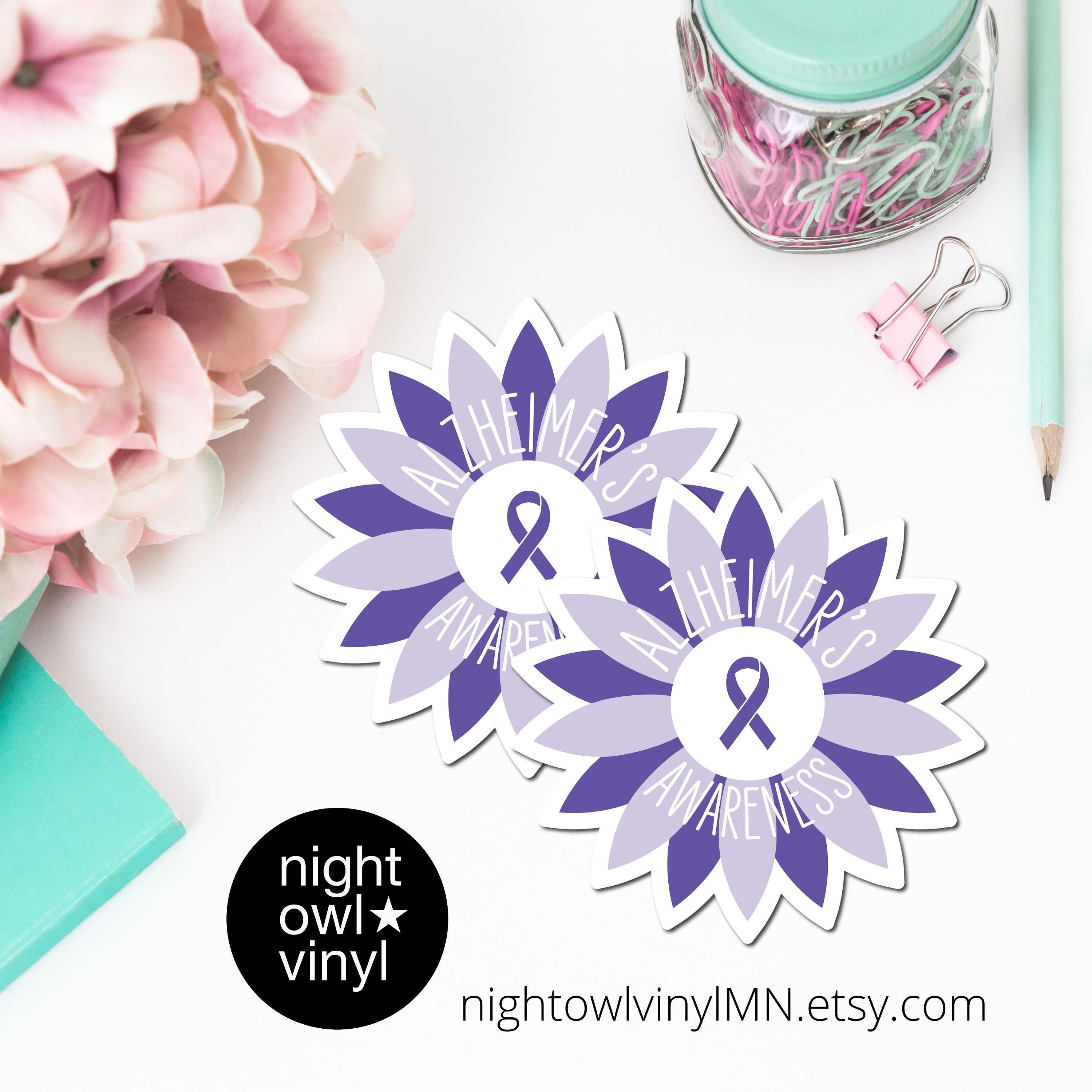 Alzheimer's Awareness Flower Sticker Set of 2 Show Your Etsy