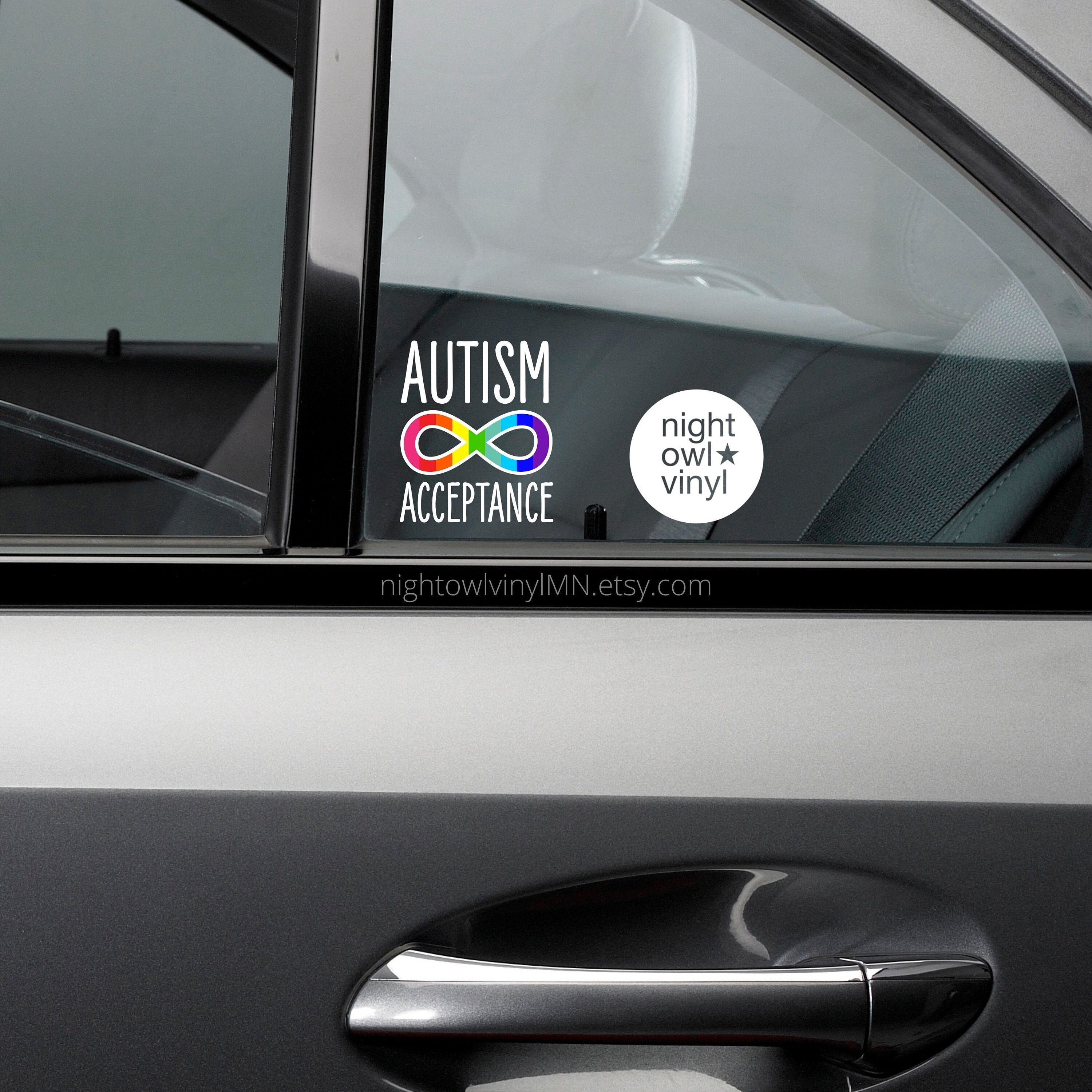 Autism Acceptance Car Decal | Set of 2 Infinity Rainbow Window Decals…