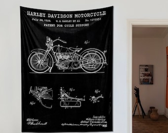 Harley Davidson Motorcycle Patent Wall art, Motorcycle Enthusiast Gifts, Motorcycle Tapestry, Industrial Home Decor, Motorcycle Art