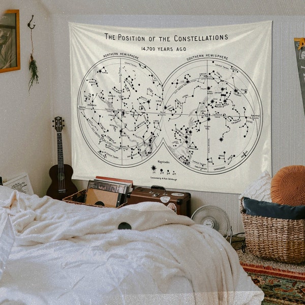 Position de la tapisserie des constellations, tapisserie de carte d'astronomie, carte d'étoile, cadeaux d'astronome, décor d'art de mur d'espace