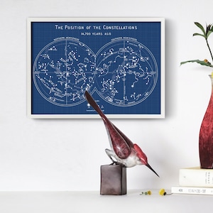 Position des constellations, Affiche de carte astronomique, Carte des étoiles, Cadeaux astronomiques, Décor d’art mural spatial