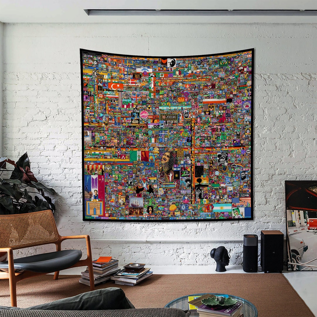 R/place Reddit 2022 53 X 53 Tapestry, Reddit Wall Decor, Reddit R Place Wall Art Etsy