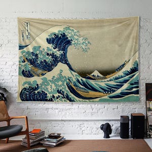 The Great Wave off Kanagawa Wall Tapestry | Katsushika Hokusai Masterpiece | Wave Decor