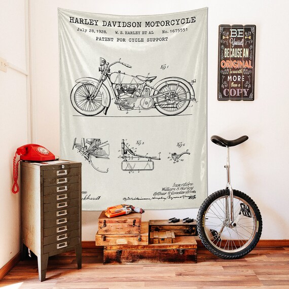 Harley Davidson Motorcycle Patent Wall Art Motorcycle Enthusiast