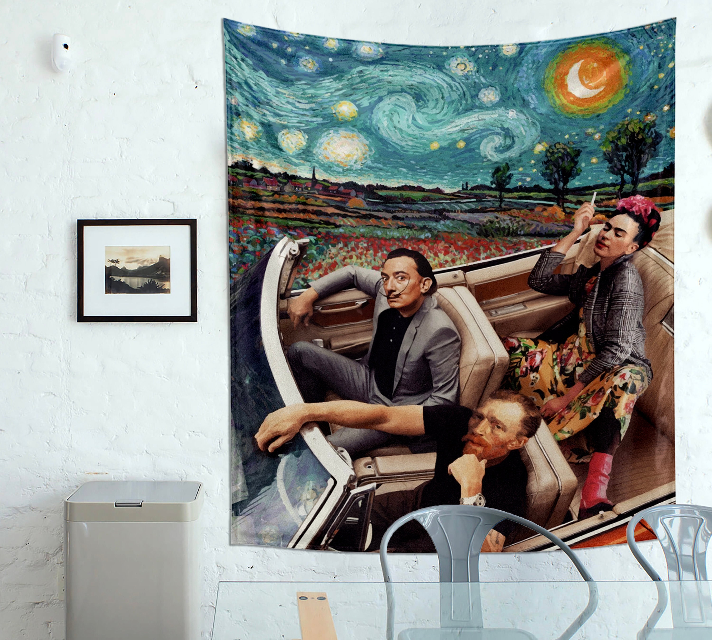 Frida Kahlo Salvador Dali Vincent Van Gogh Art Lover Gift Funny Tapestry Wall Hanging Starry Night Wall Art Etsy Australia